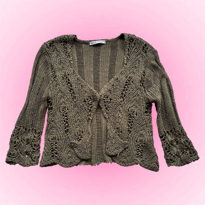 Cropped Knit Cardigan (S)