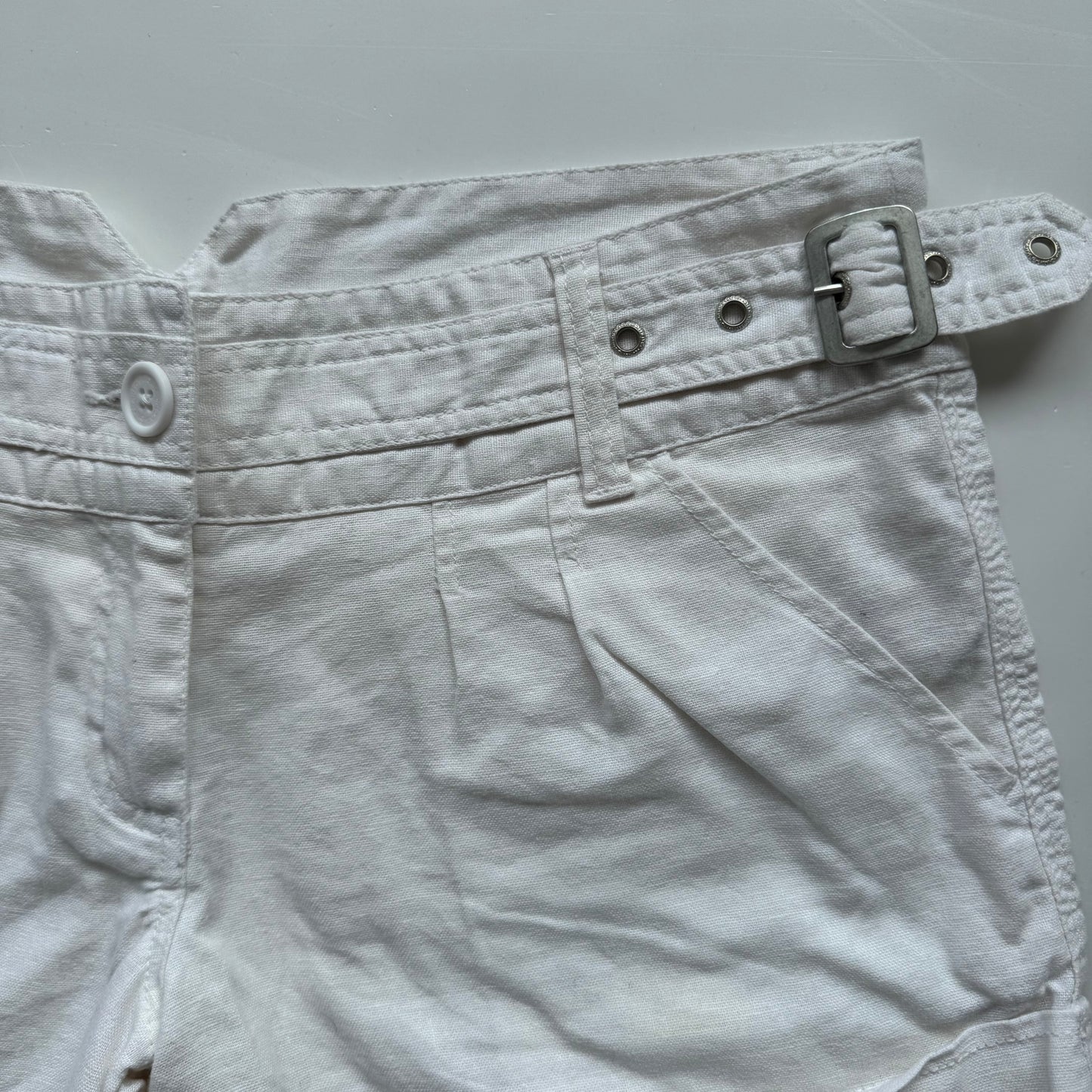 White Linen Y2k Shorts (S)