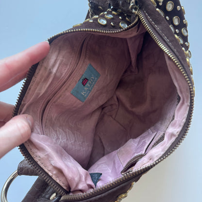 Brown Studded Shoulder Bag