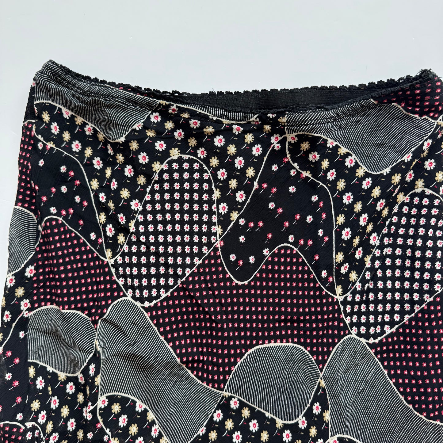 Black Patchwork Y2k Maxi Skirt (S)