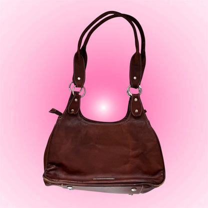 Brown leather shoulder bag