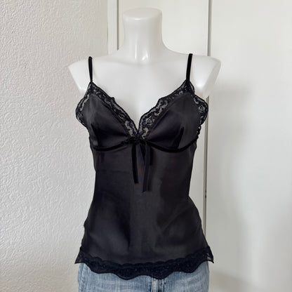 Black Lace Satin Camisole (XS)