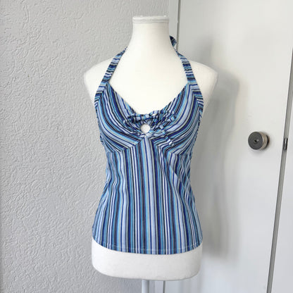 Blue Striped Halter Top (S)