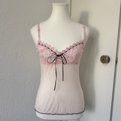 Pink Lace Y2K Cami (S/M)