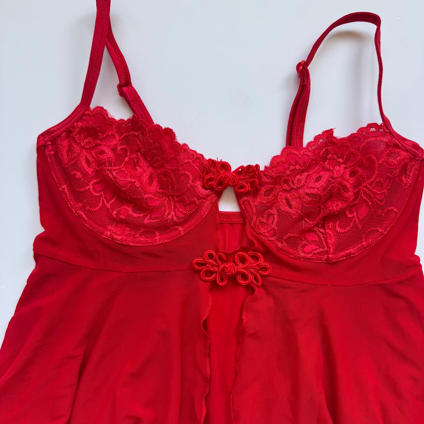 Red Lace Babydoll Top (S)
