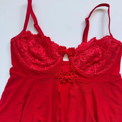 Red Lace Babydoll Top (S)