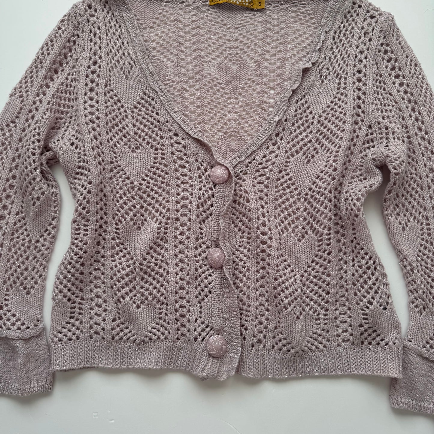 Pink Knit Heart Cardigan (S)