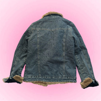 Denim Jacket with Faux Fur (S)