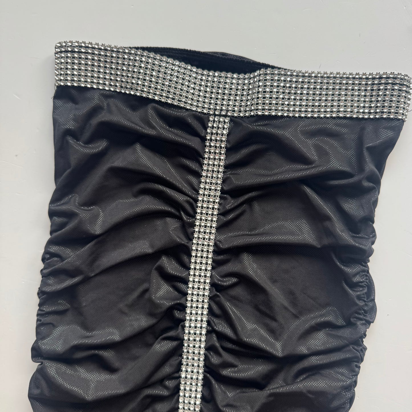 Black Strapless Ruffle Y2K Dress (S)