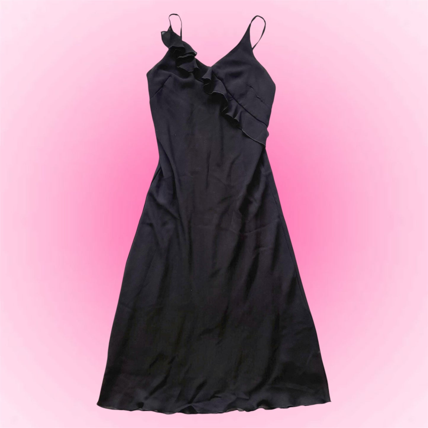 Vintage Black Ruffle Dress (M)