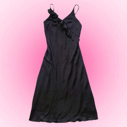 Vintage Black Ruffle Dress (M)