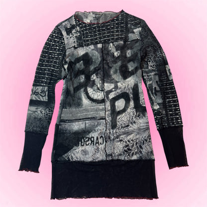 Graphic Patchwork Mesh Dress (S/M)