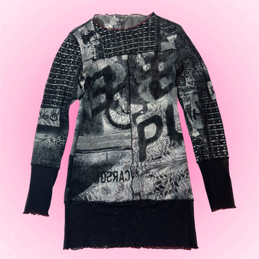 Graphic Patchwork Mesh Dress (S/M)