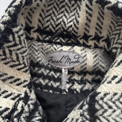 Black & White Plaid Coat (S)