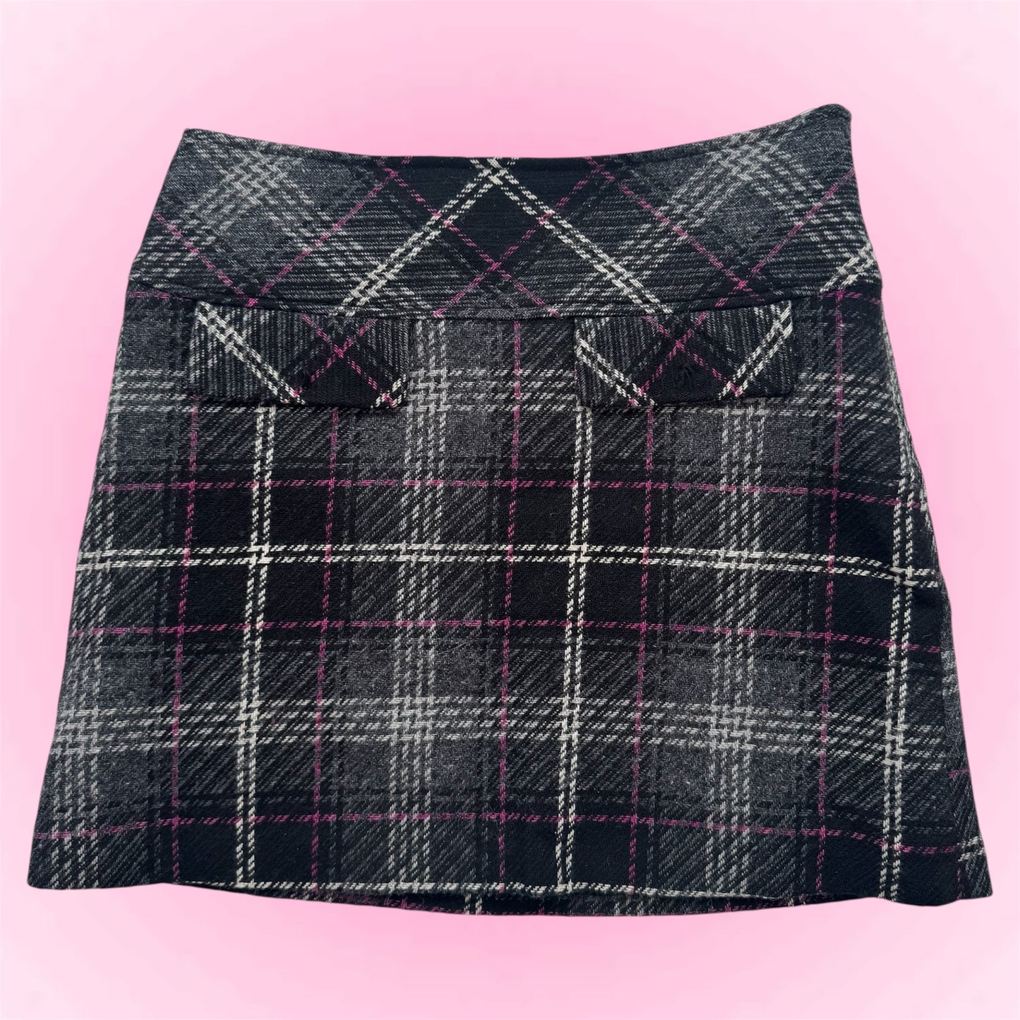Plaid mini wool skirt (S)
