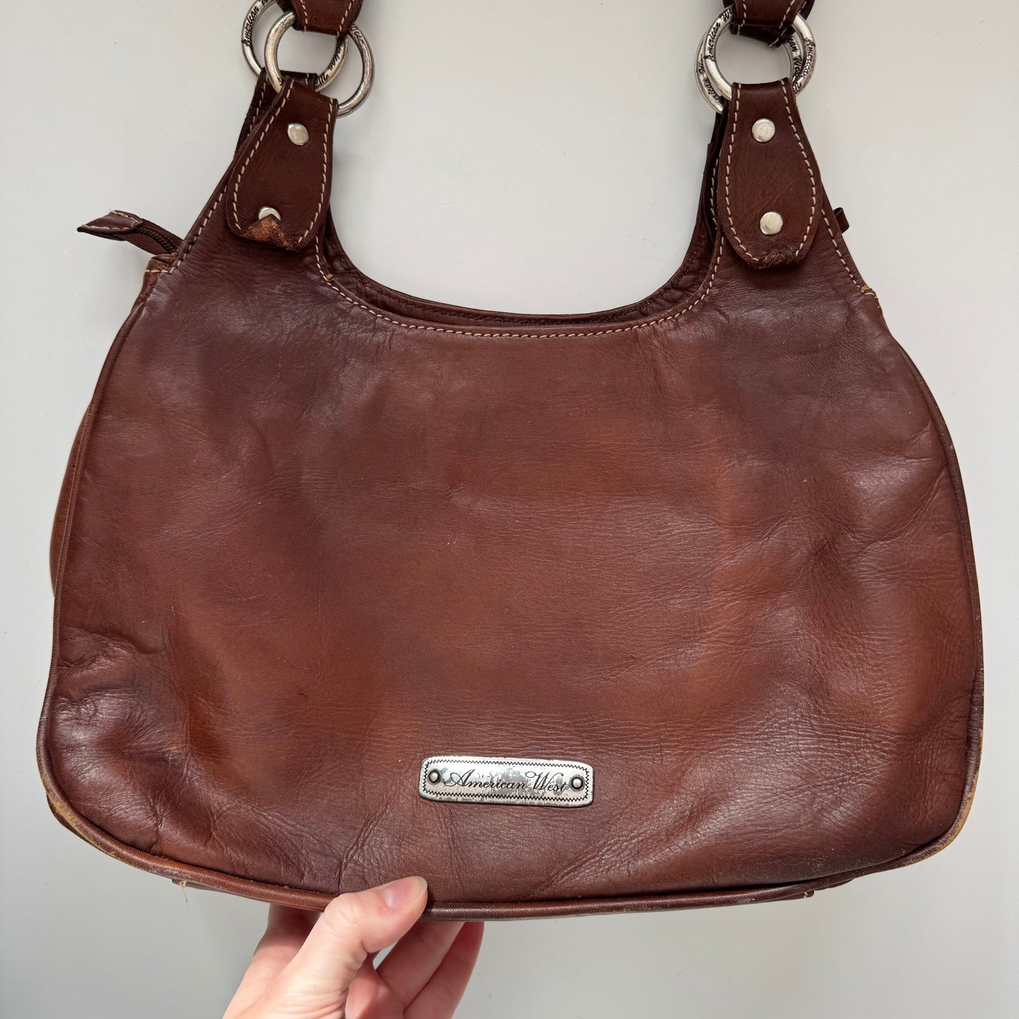 Brown leather shoulder bag