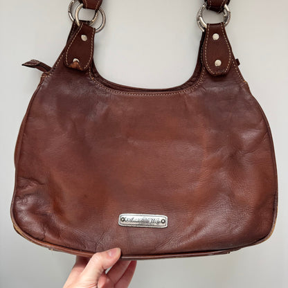 Brown leather shoulder bag