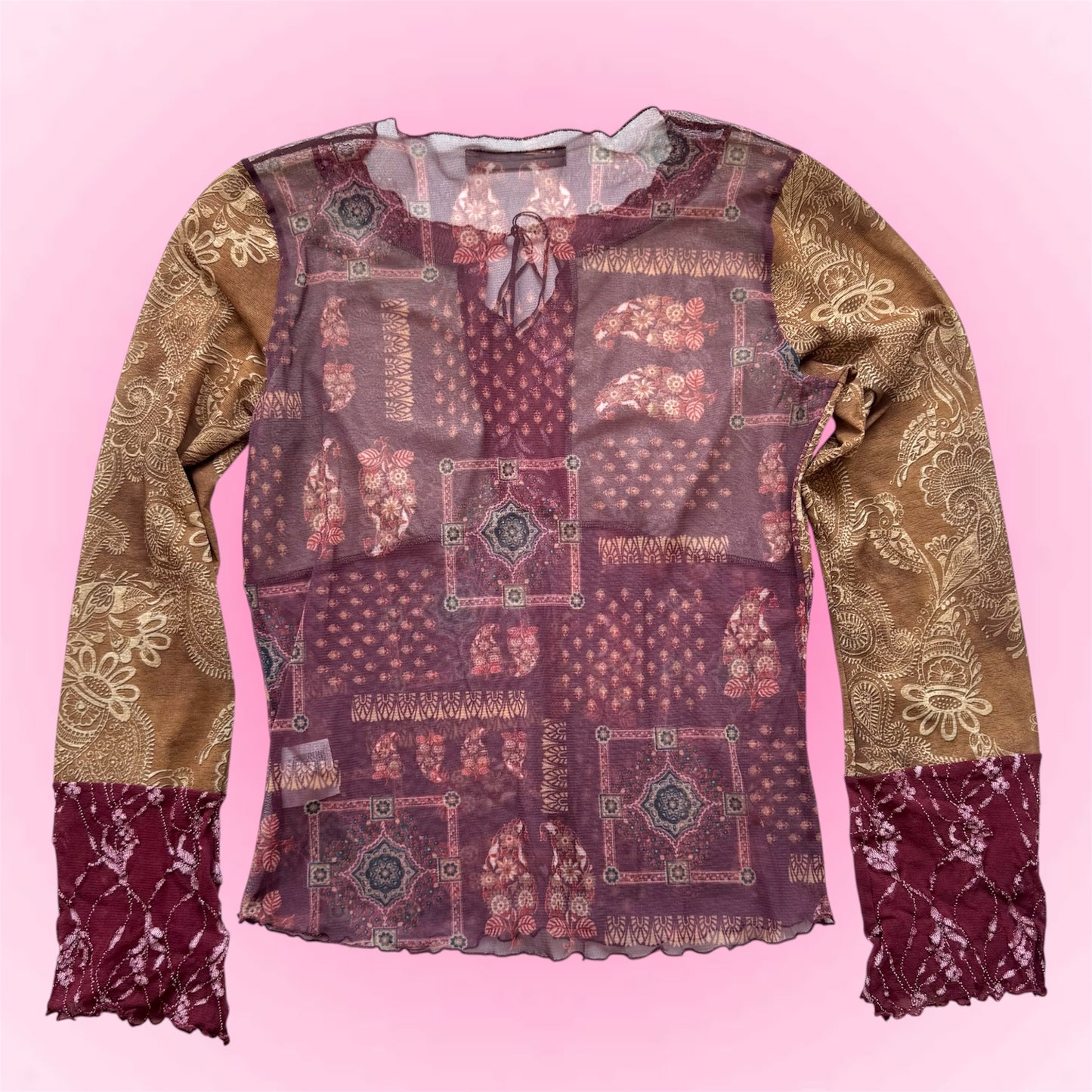Vintage Boho Printed Blouse (M)