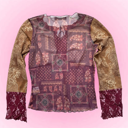 Vintage Boho Printed Blouse (M)