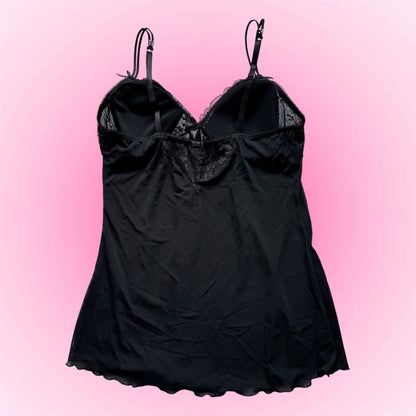 Black Rhinestone Babydoll Top (M)
