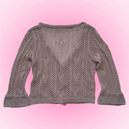Pink Knit Heart Cardigan (S)