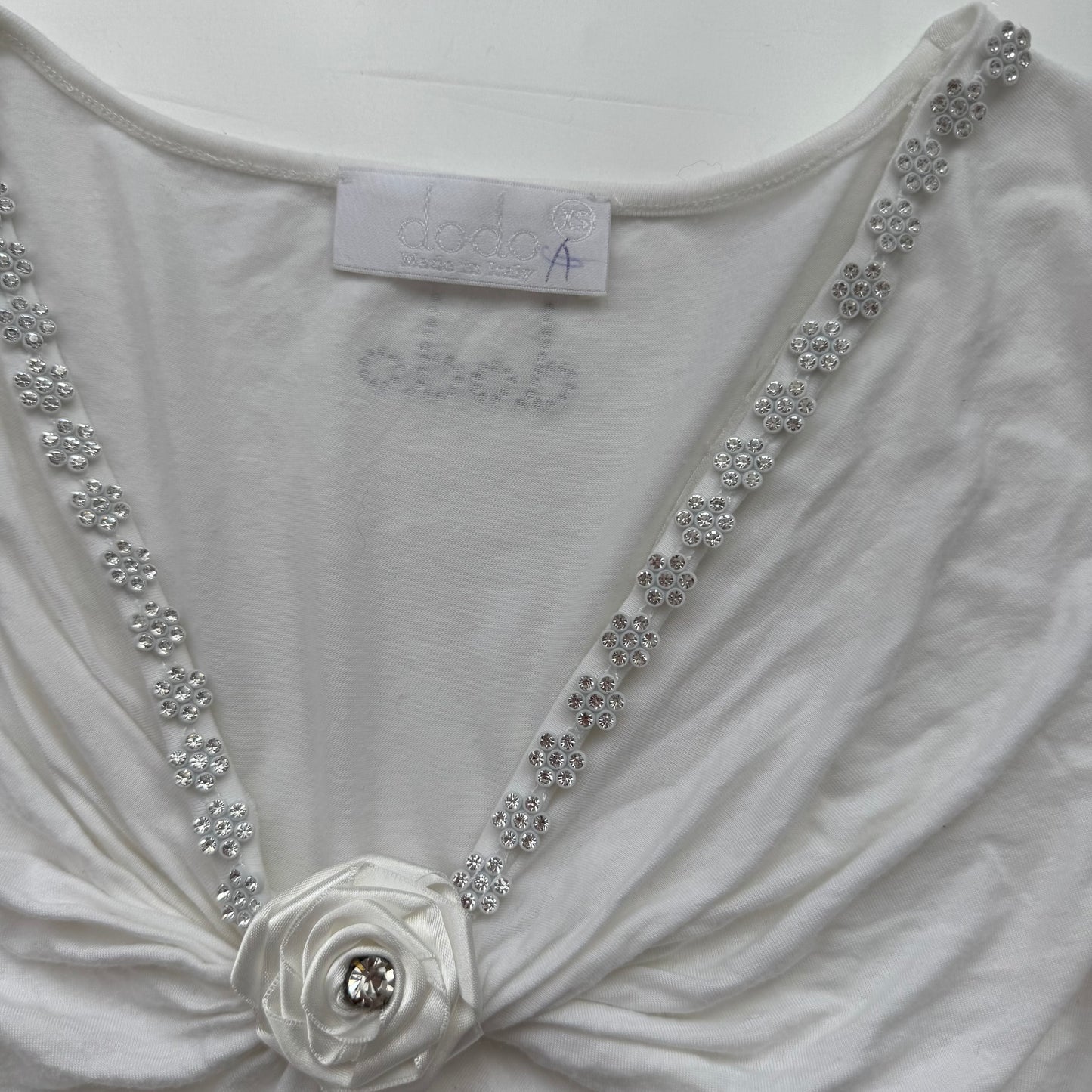 White Ruched Coquette Tshirt (M)