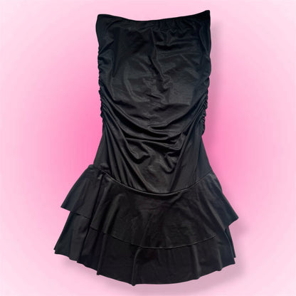 Black Strapless Ruffle Y2K Dress (S)