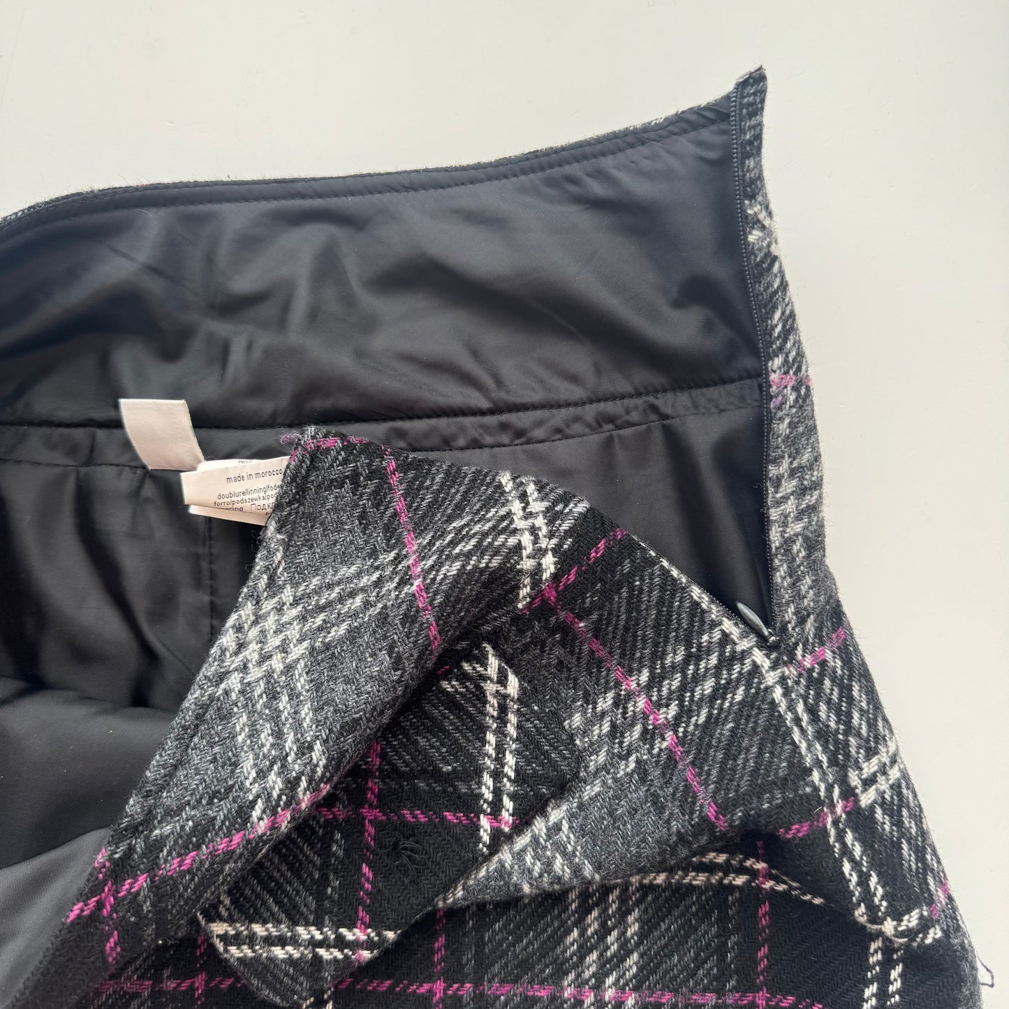 Plaid mini wool skirt (S)