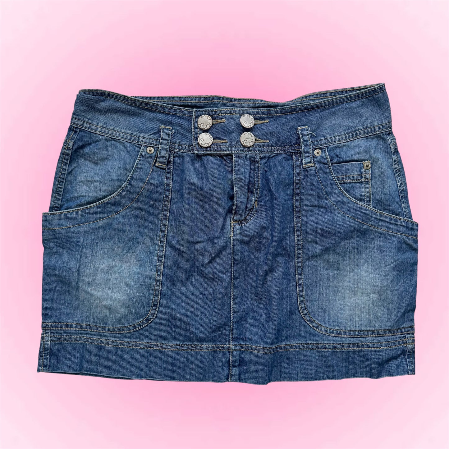 Blue denim mini skirt (S)