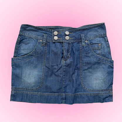 Blue denim mini skirt (S)