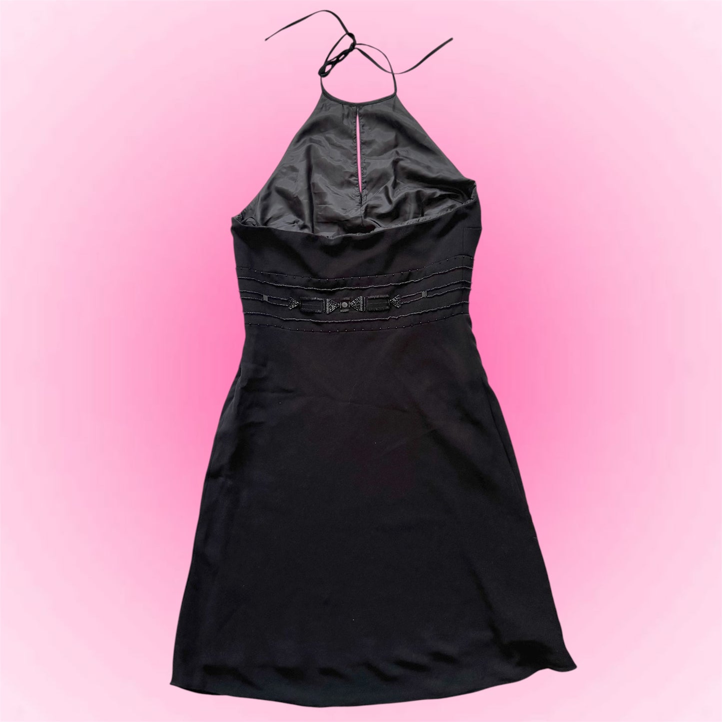 Elegant Black Halter Dress (XS/S)