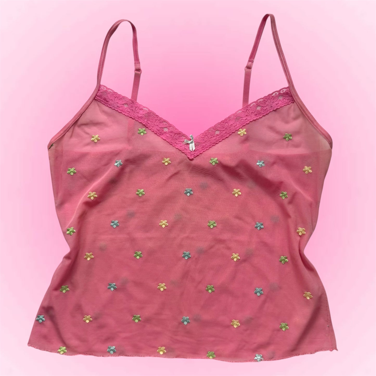 Pink Mesh Y2K Cami Top (S)