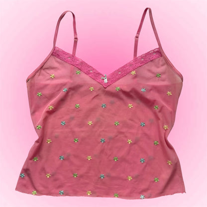 Pink Mesh Y2K Cami Top (S)