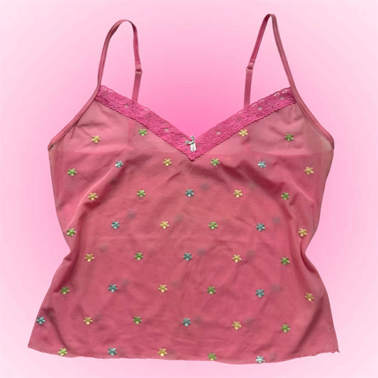 Pink Mesh Y2K Cami Top (S)