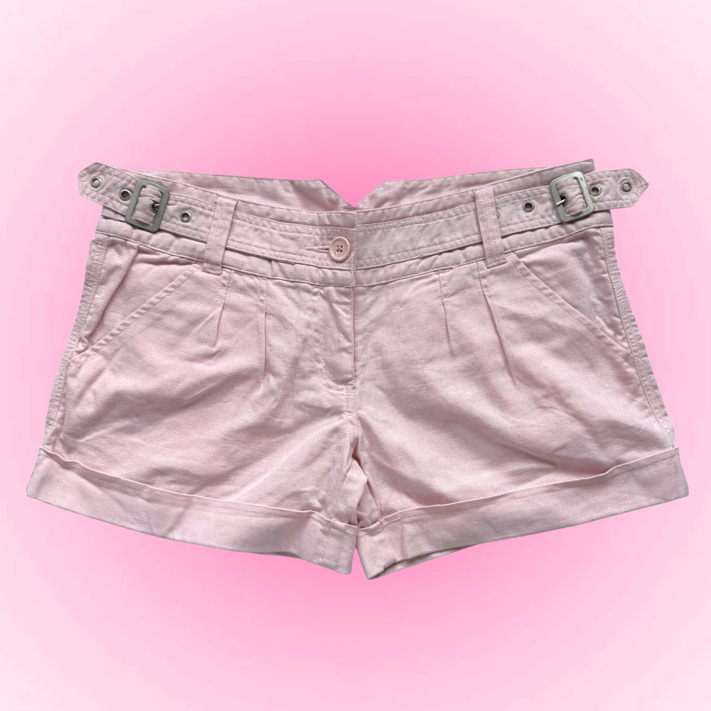 Pink Linen Y2k Shorts (S)