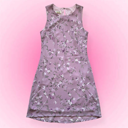 Purple floral midi dress (M)