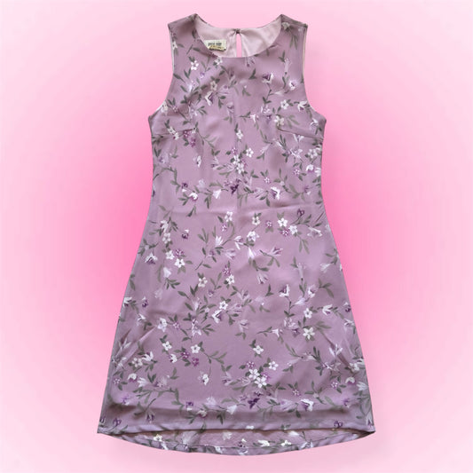 Purple floral midi dress (M)
