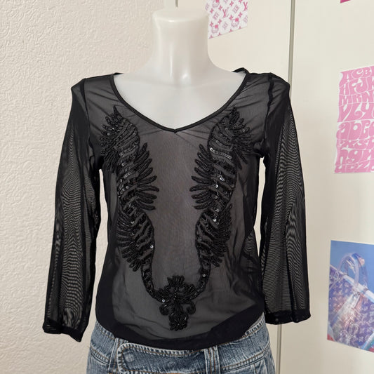 Black mesh wings longsleeeve (M)
