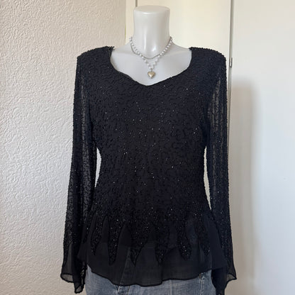Black Beaded Longsleeve (L)