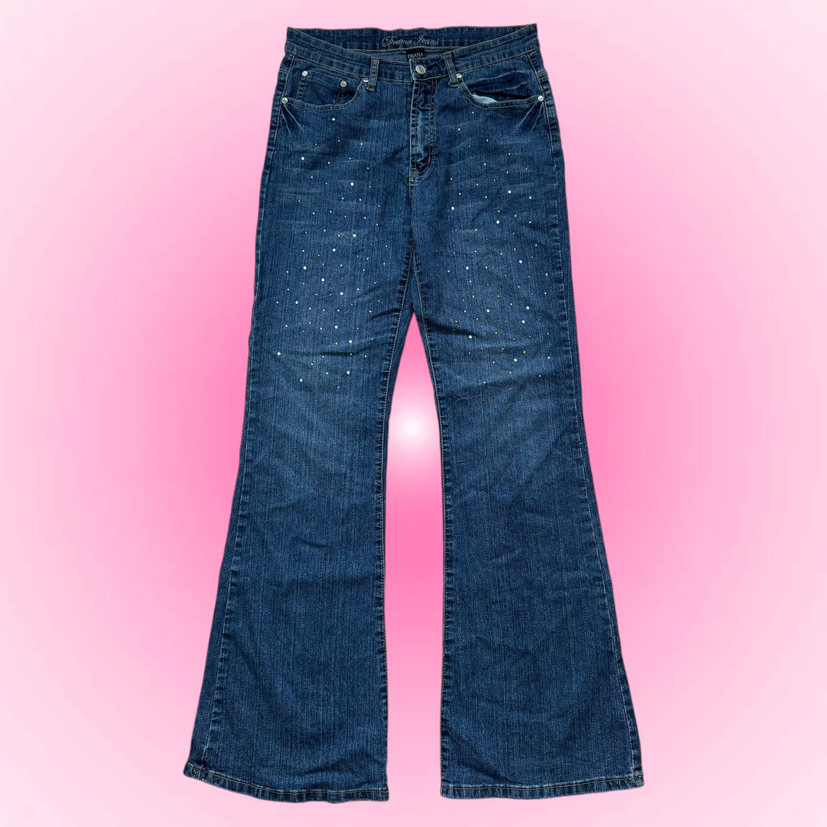 Blue Rhinestone Flared Jeans (M)