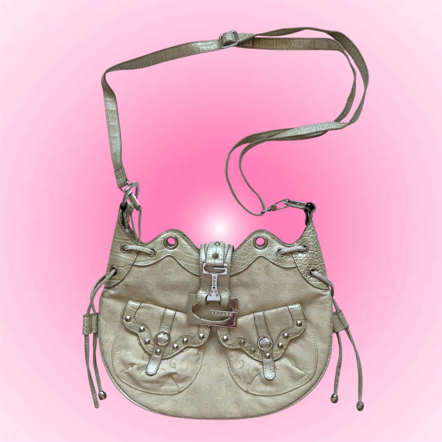 Vintage Cream Studded Crossbody Bag