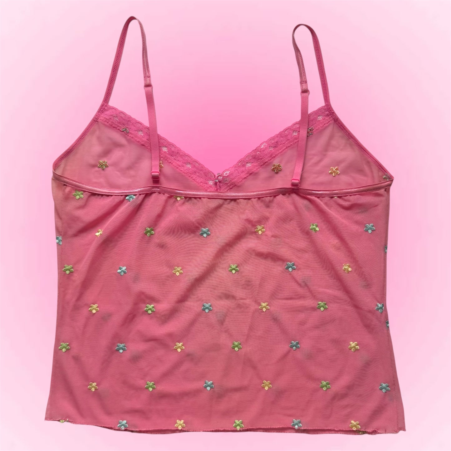 Pink Mesh Y2K Cami Top (S)