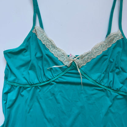 Teal Y2k Lace Cami Top (M)