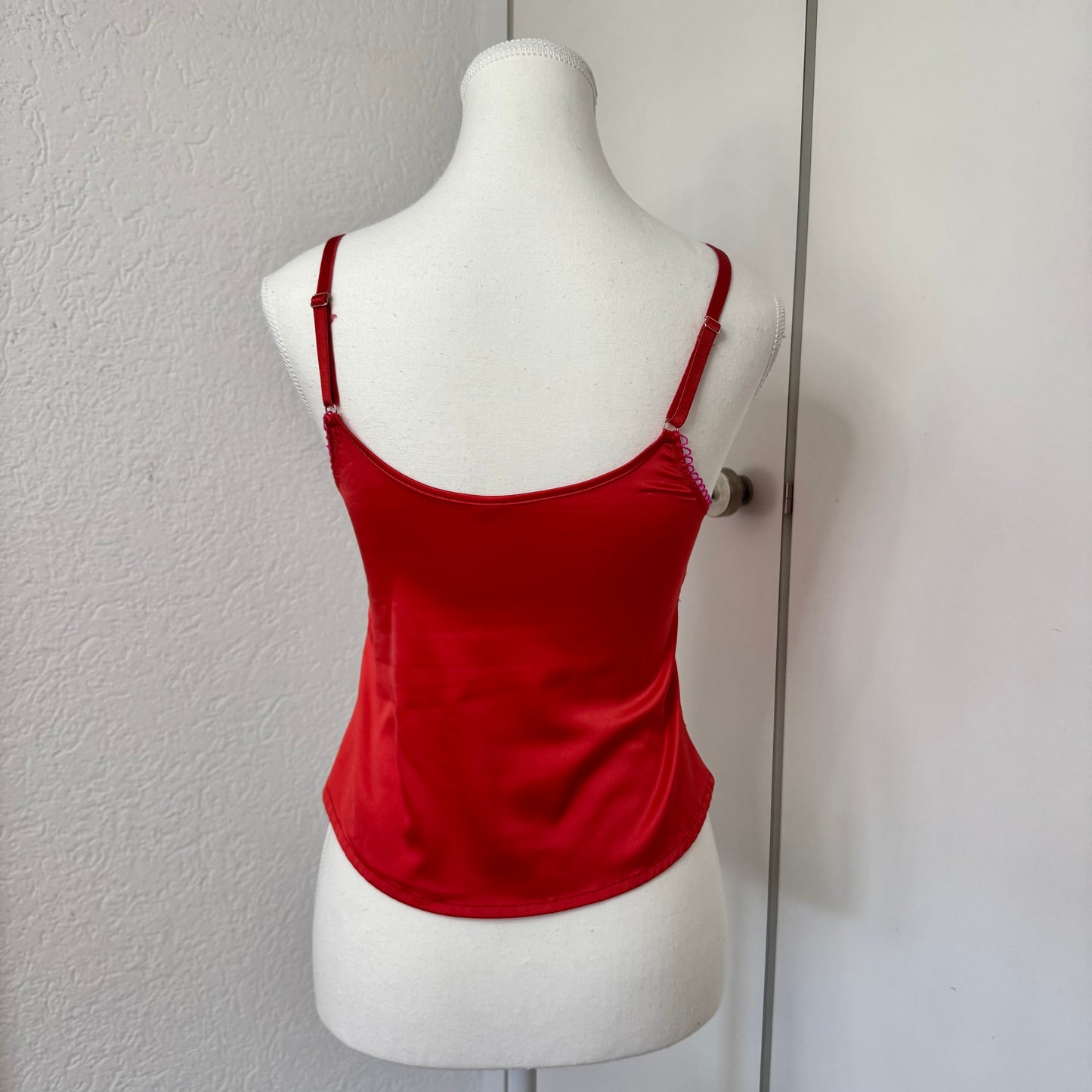 Red Satin Lace Y2K Top (XS/S)