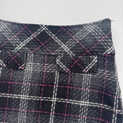 Plaid mini wool skirt (S)
