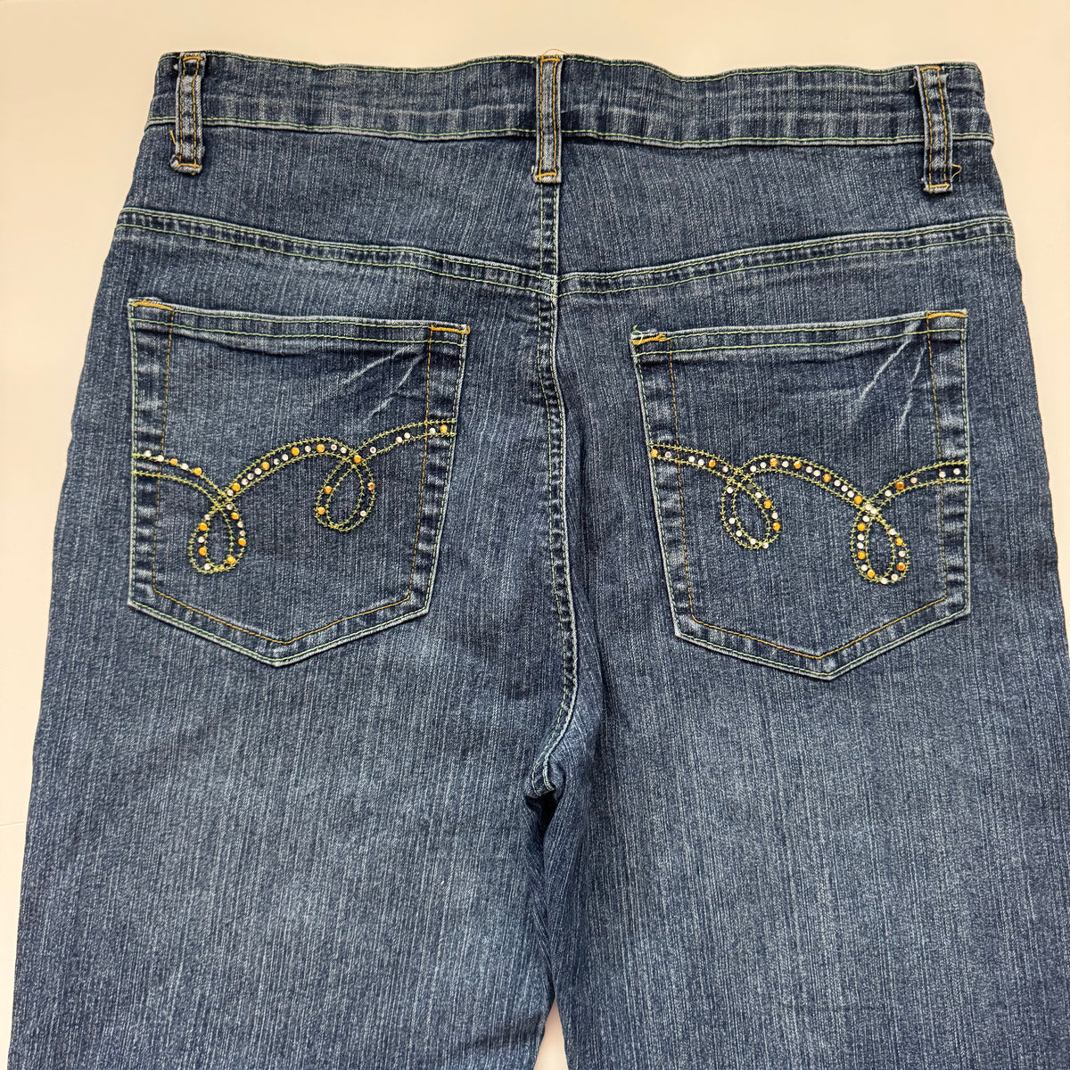 Blue Rhinestone Flared Jeans (M)