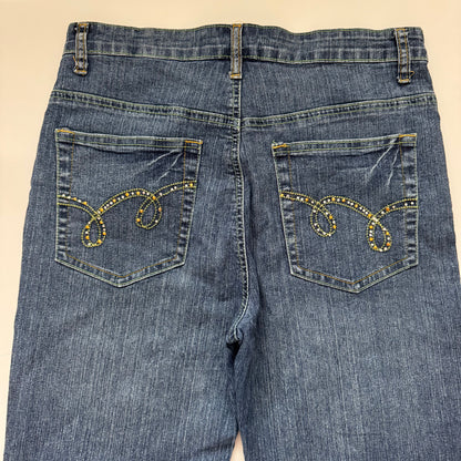 Blue Rhinestone Flared Jeans (M)