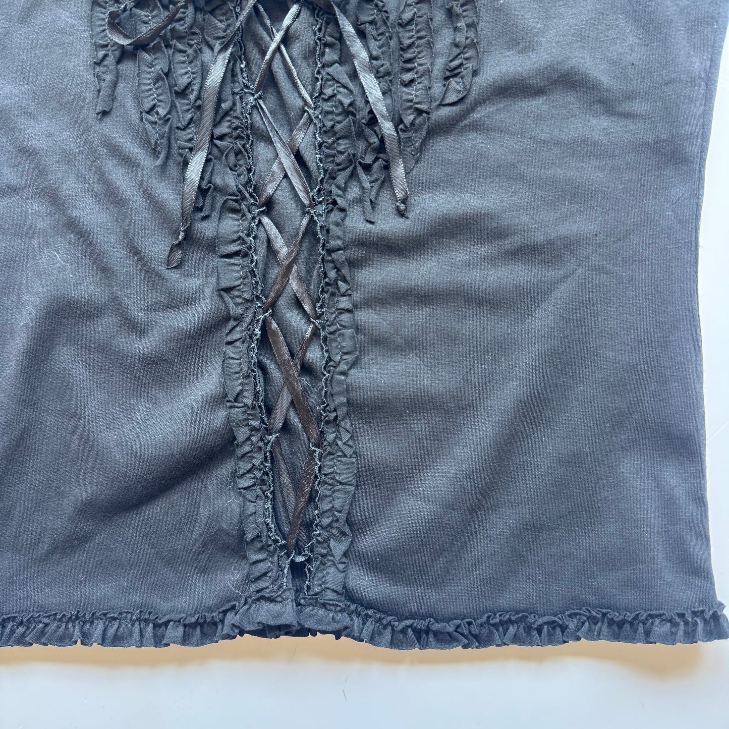 Vintage Lace-Up Sleeveless Top (S)