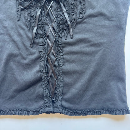 Vintage Lace-Up Sleeveless Top (S)