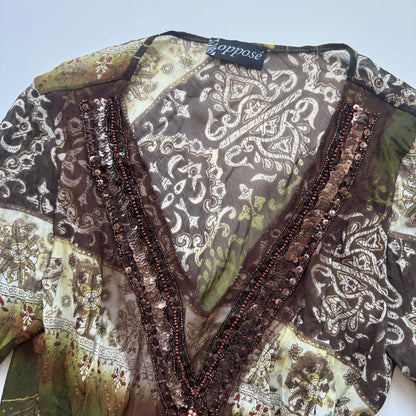 Vintage Boho Sheer Long Sleeve Top (M/L)